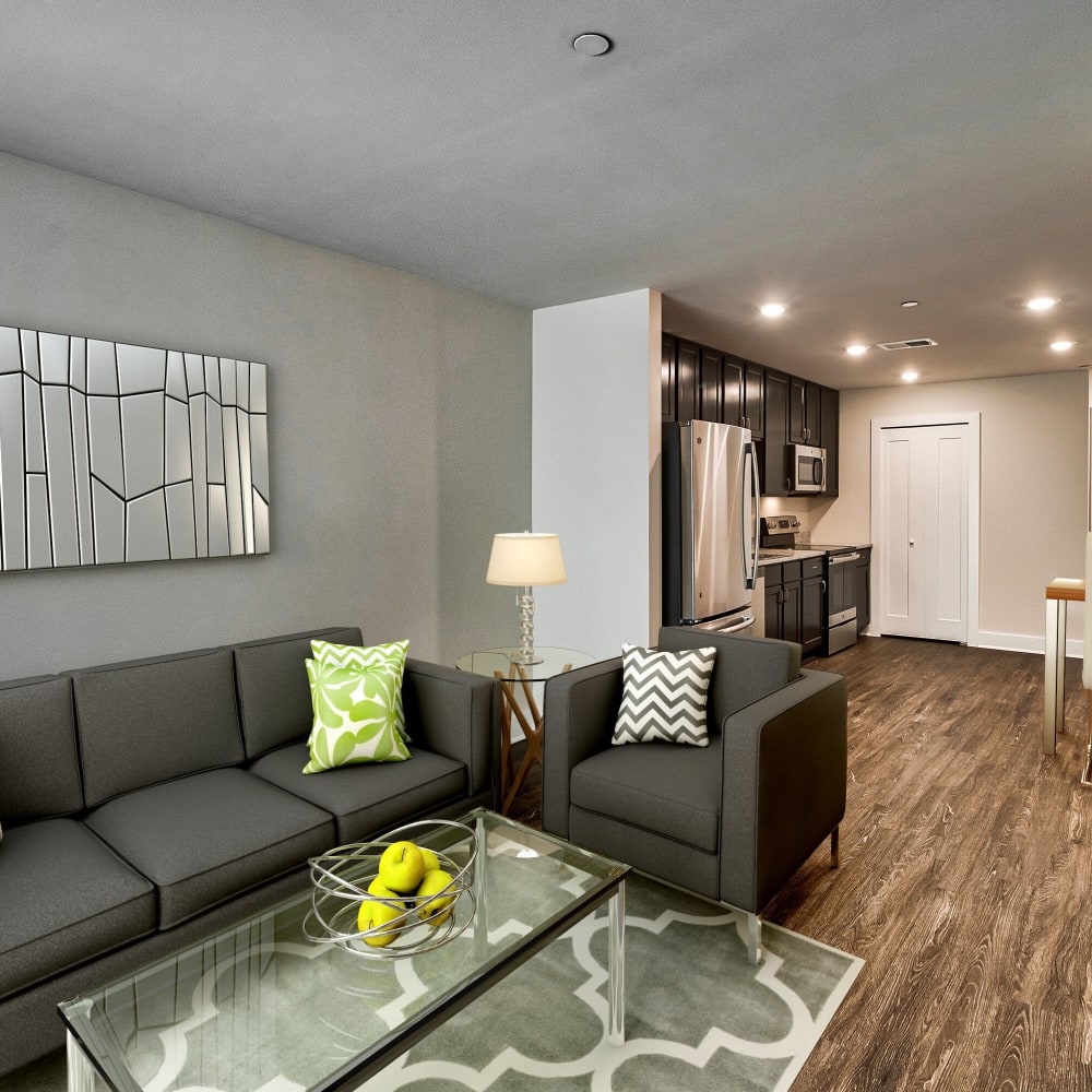 Apartment with wood-style flooring at Hamilton Place, Pittsburgh, Pennsylvania