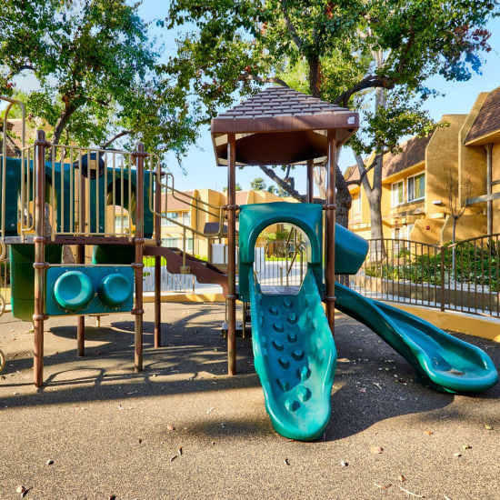 Play area at St. Andrews Gardens in Los Angeles, California
