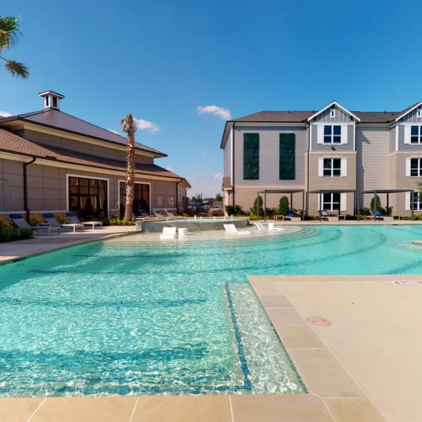 Inground resident pool and clubhouse at Bellrock Market Station in Katy, Texas