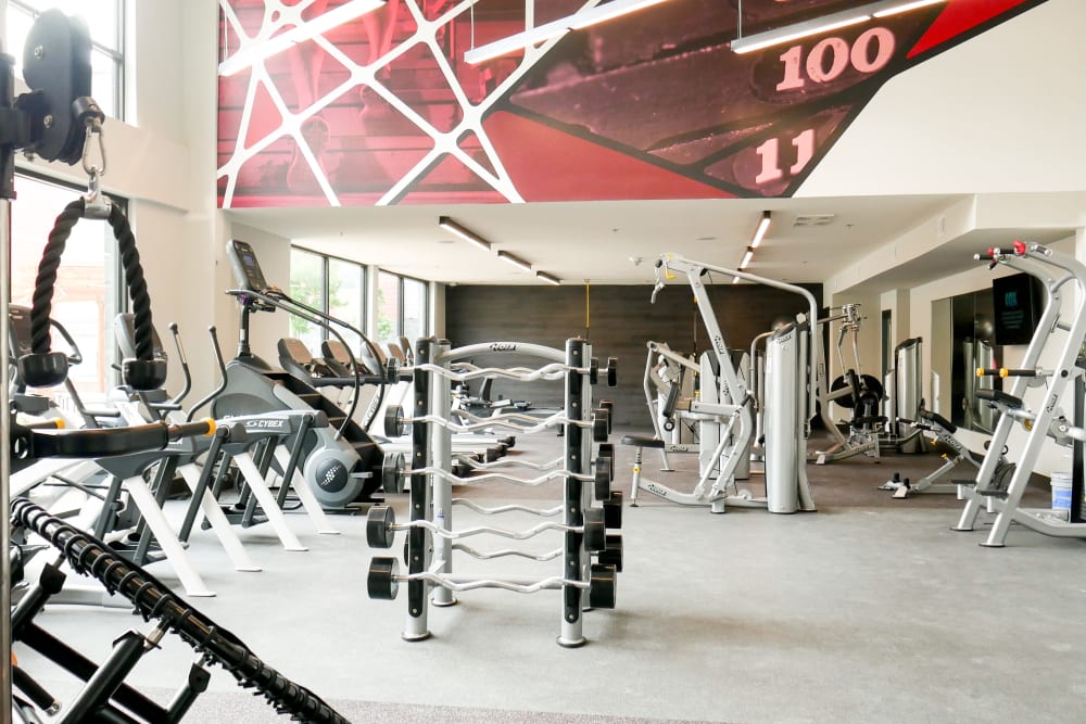 Fully equipped fitness center at Terra at University North Park in Norman, Oklahoma