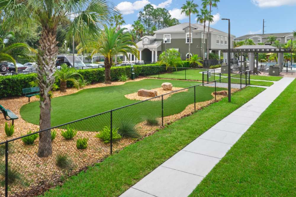 Fenced-in dog park at Pointe Parc at Avalon in Orlando, Florida