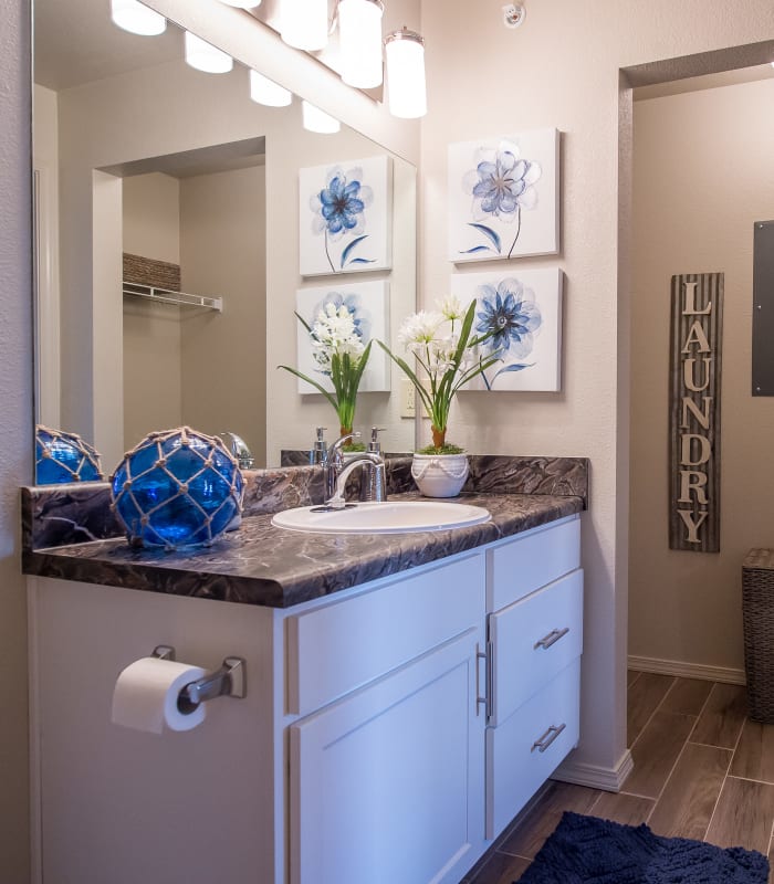 Bathroom with tile flooring at Scissortail Crossing Apartments in Broken Arrow, Oklahoma