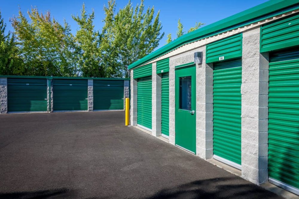 Outdoor view of unites at Auburn Way Self Storage in Auburn, Washington.