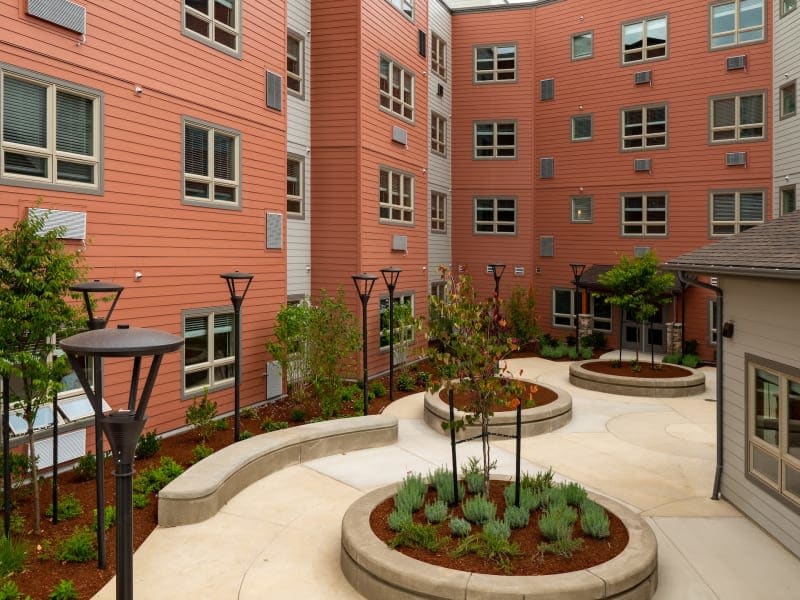 The exterior at The Landing a Senior Living Community in Roseburg, Oregon. 