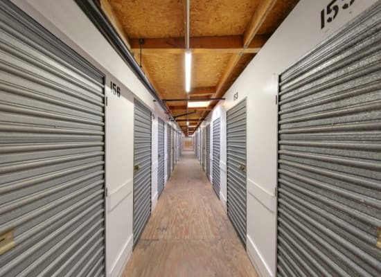 Clean hallways through self storage units at A-1 Self Storage in El Cajon, California