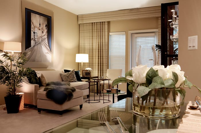 Furnished living room at All Seasons West Bloomfield in West Bloomfield, Michigan