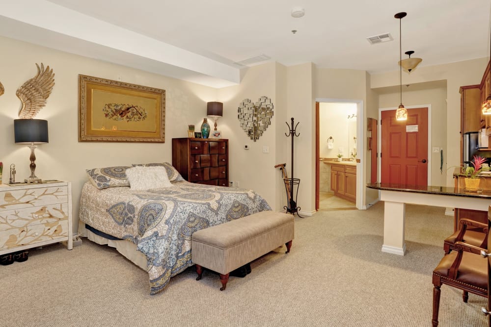 Serene bedroom at Hillcrest of Loveland in Loveland, Colorado