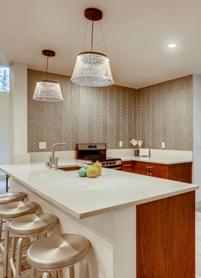 community kitchen for entertaining guests at The Carriages at Fairwood Downs in Renton, Washington