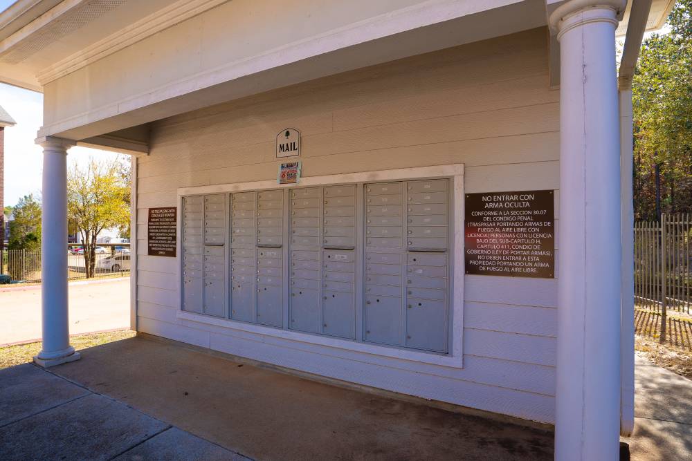 Community mail boxes at Timber Village II in Marshall, Texas