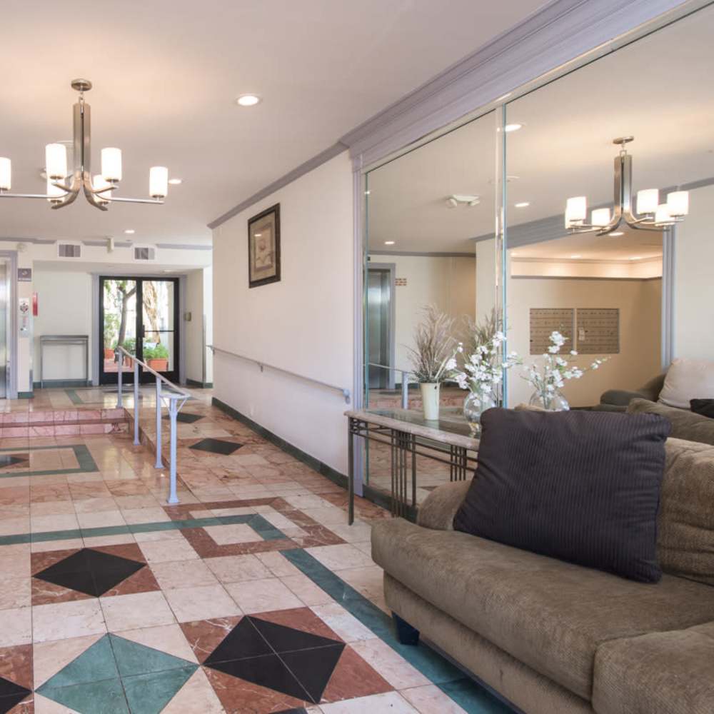 Spacious clubhouse living room at Tarzana Springs in Tarzana, California,