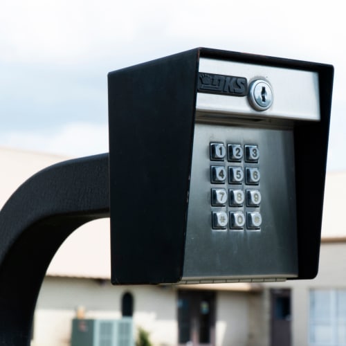 entrance security keypad at Red Dot Storage in Terre Haute, Indiana