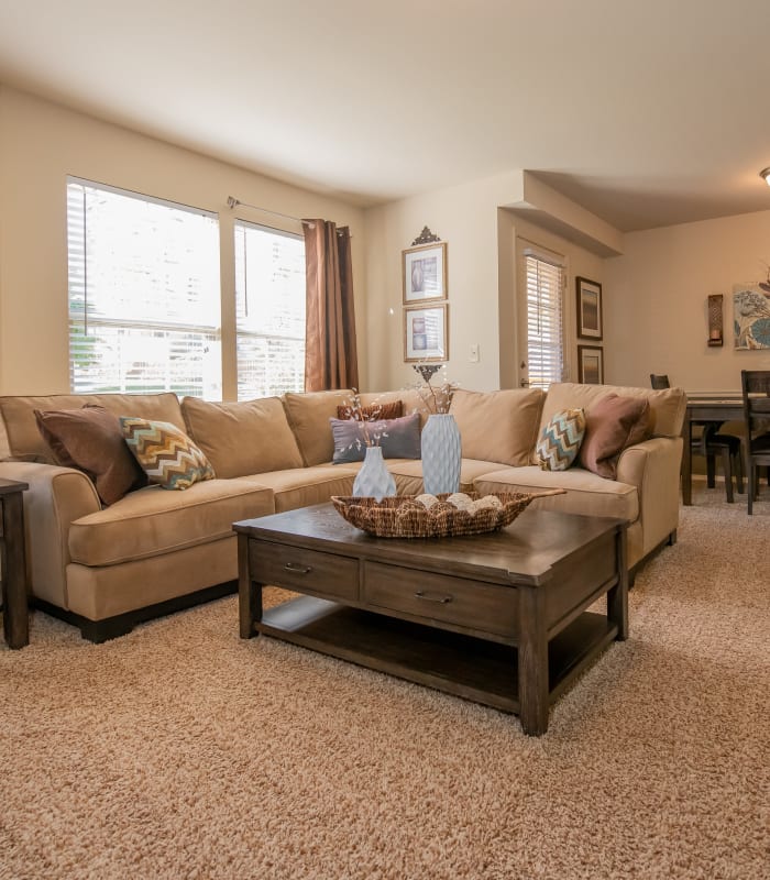 Spacious living room at Park at Tuscany in Oklahoma City, Oklahoma