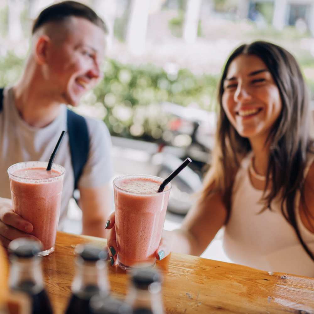 Couple having milkshakes at a food truck near Cottages at Craft Farms in Gulf Shores,Alabama