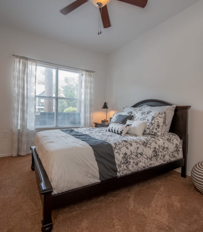 Spacious carpeted bedroom at The Pointe of Ridgeland in Ridgeland, Mississippi