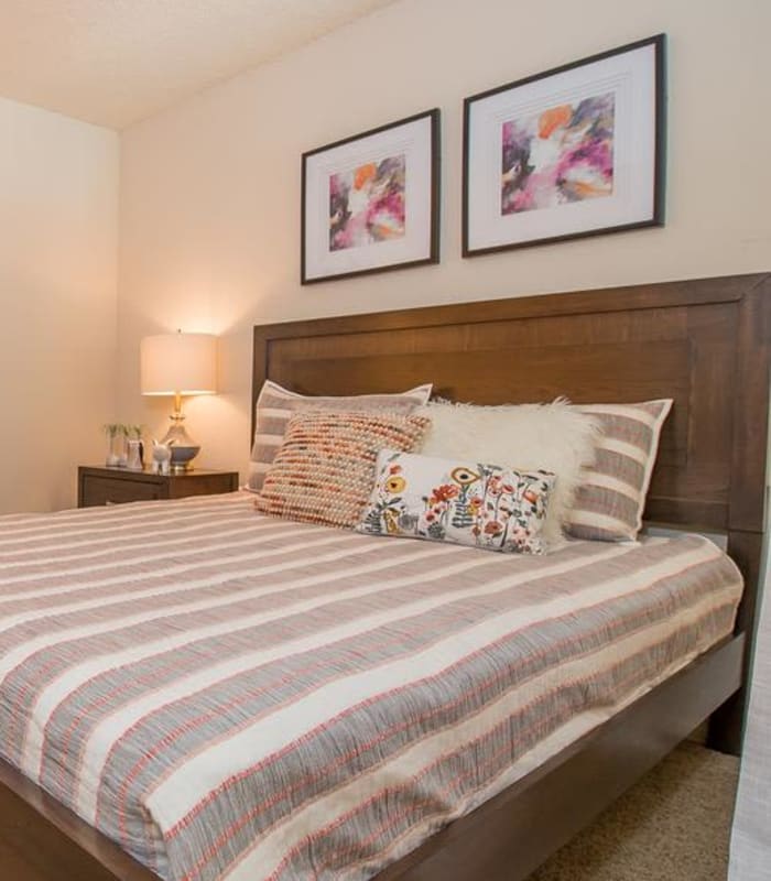 Spacious carpeted bedroom at Sunchase Apartments in Tulsa, Oklahoma