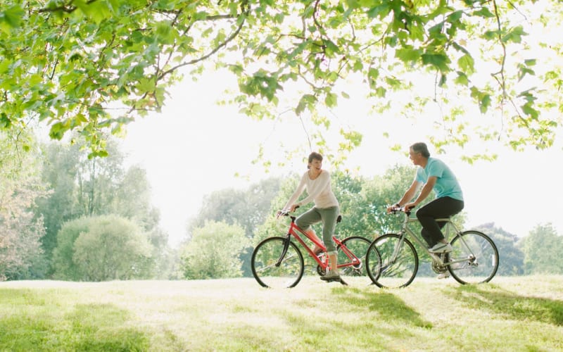 Residents out for a bike ride near View Ridge in Burien, Washington