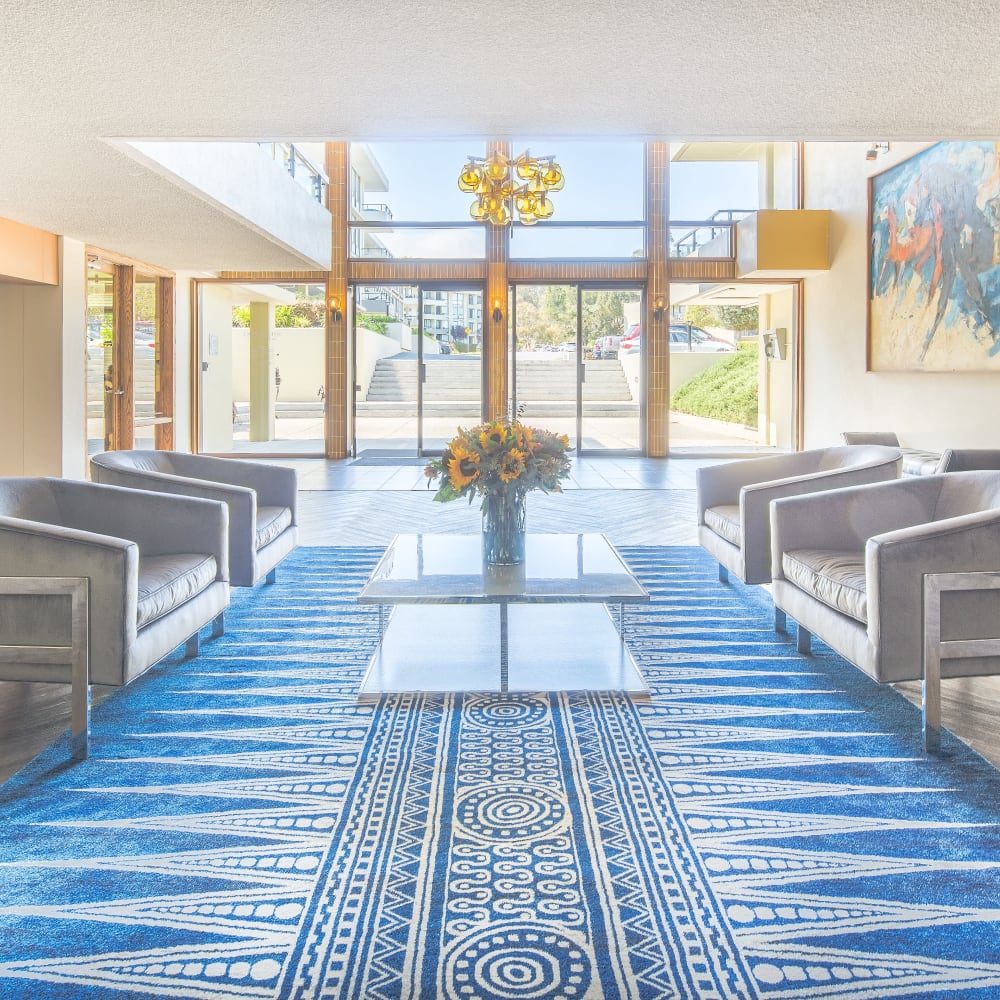 Resident entrance at Skyline Terrace Apartments in Burlingame, California