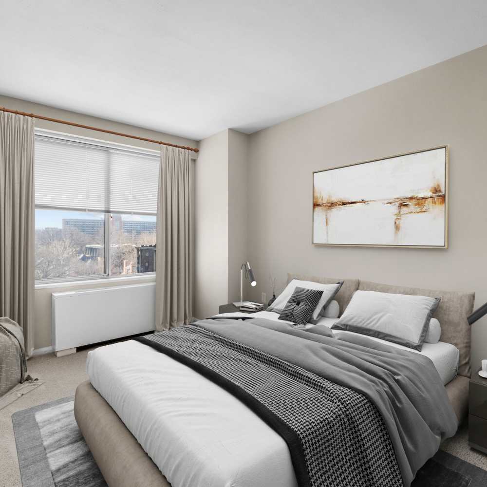 Charming bedroom at the heart of your urban retreat in St. Louis, Missouri.