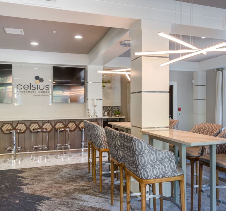 Clubhouse seating at Celsius Apartment Homes in Charlotte, North Carolina