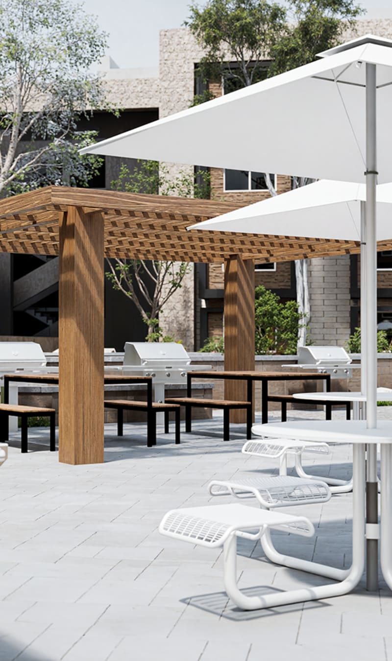Outdoor picnic area at Stone Village Apartments in Reno, Nevada