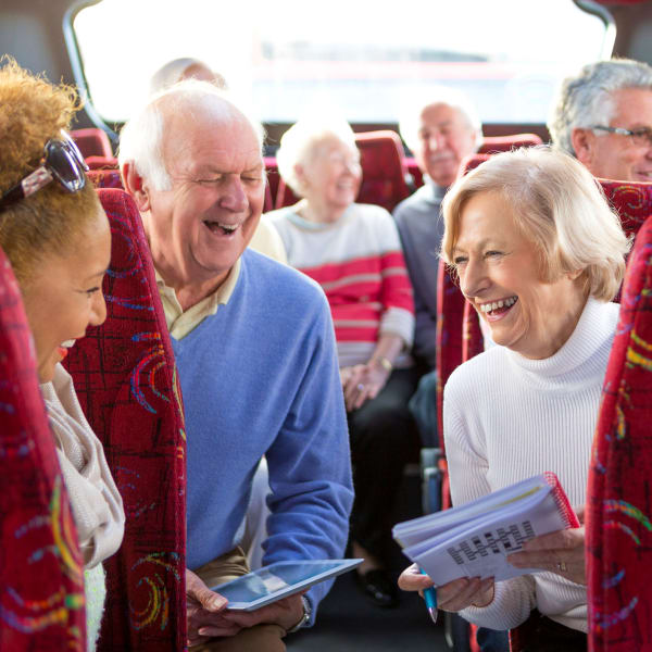 Tour bus outing at Pacifica Senior Living Forest Trace in Lauderhill, Florida
