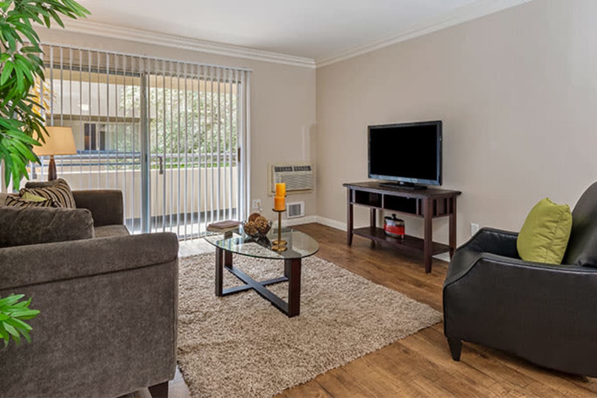 Living area in apartment at Westside Terrace, Los Angeles, California