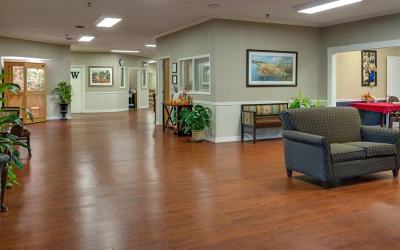 The community lounge at Southbrook in Farmington, Missouri