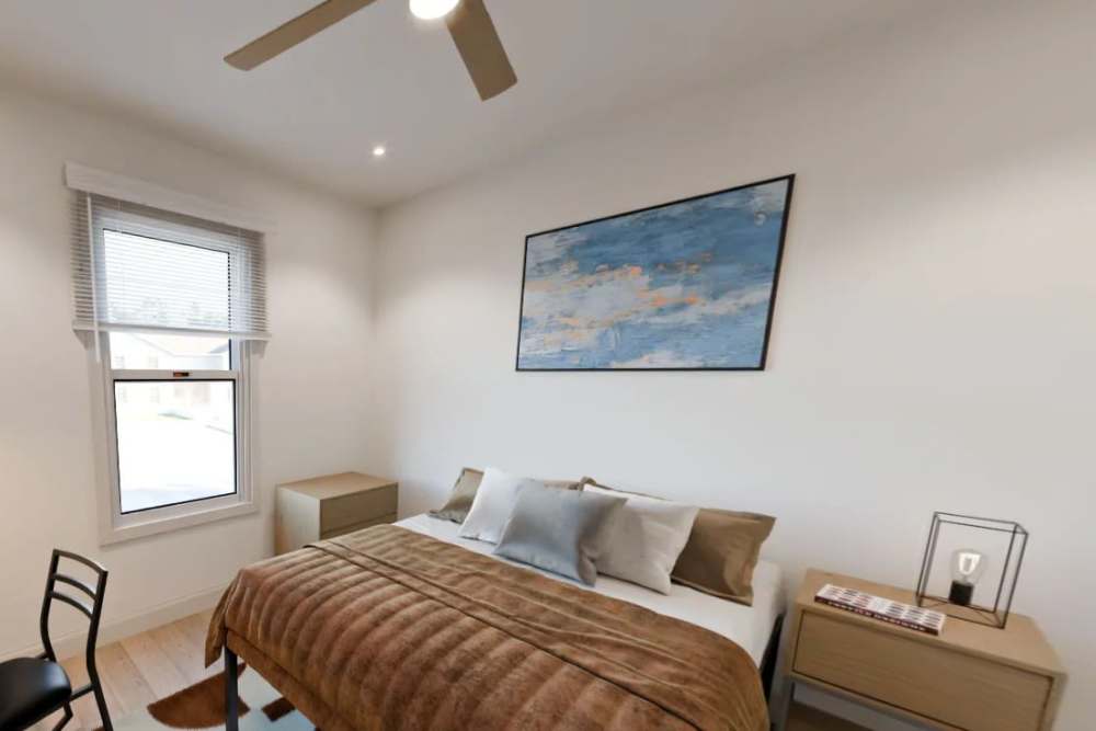 Luxury bedroom with modern decor at Russ Town Crossing in Ruston, Louisiana