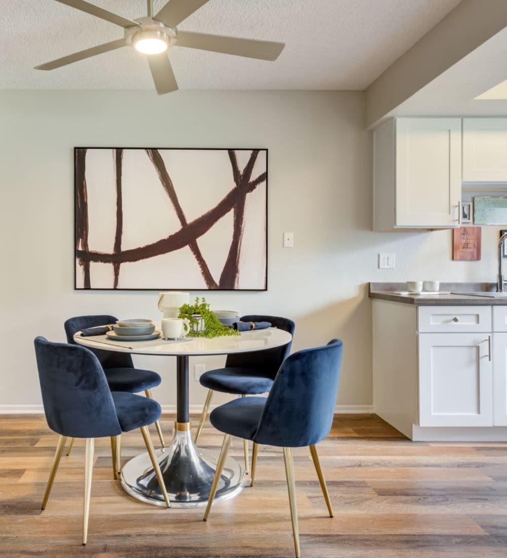 Cozy and elegant dining room in a model home at Sofi Ventura in Ventura, California