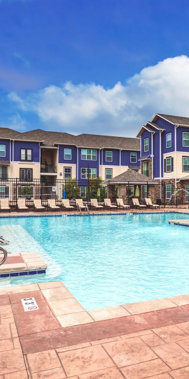 Resort style swimming pool at The Den in Columbia, Missouri