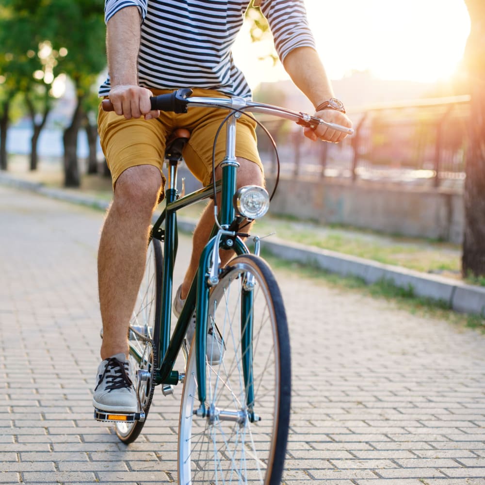 Resident riding his bike near Inman Quarter in Atlanta, Georgia