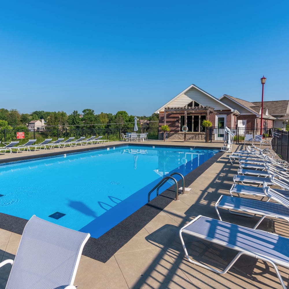 Swimming pool with lounge chairs at Chatham Commons, Cranberry Township, Pennsylvania