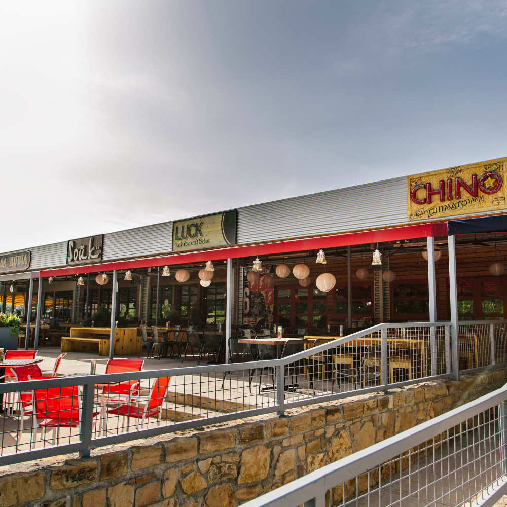 Exterior view of local restaurant near Pike West Commerce in Dallas, Texas