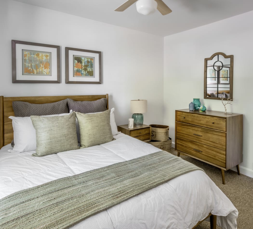 Lovely model bedroom at President Village in Fall River, Massachusetts
