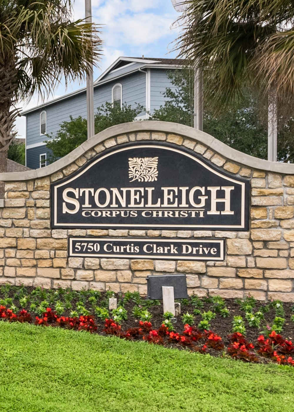 Sign board of the apartment at Stoneleigh Corpus Christi in Corpus Christi, Texas