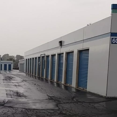 Outdoor storage units at Red Dot Storage in Highland, Illinois