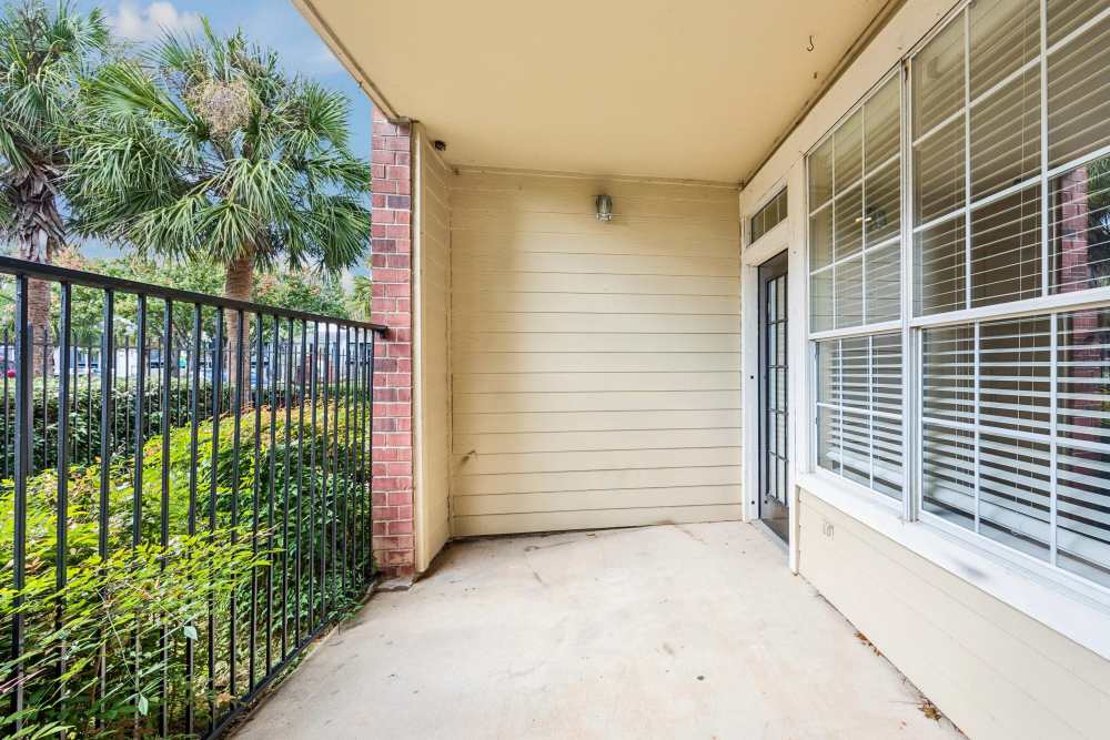 Private Patio at Brazoswood Apartments in Clute, Texas