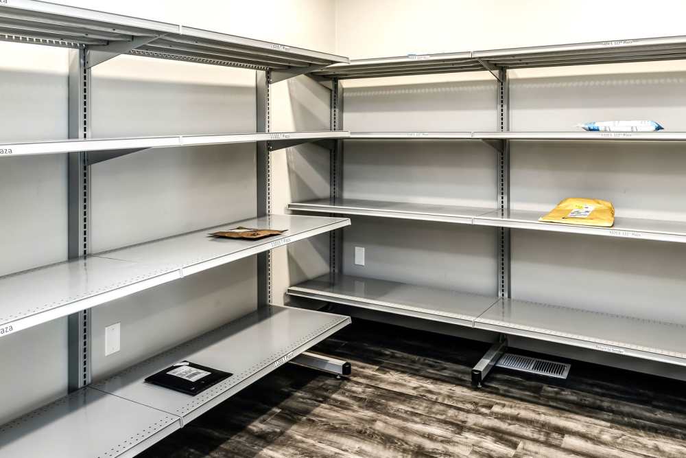 Storage racks at The Falgrove Apartments in Omaha, Nebraska