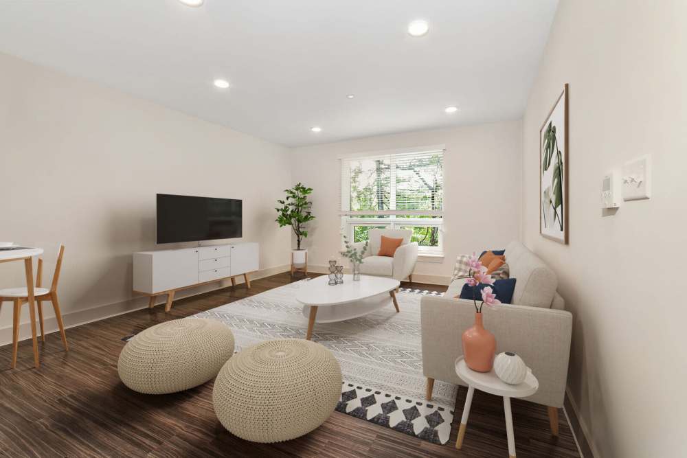 Living room at Tavernier Place in Acton. MA