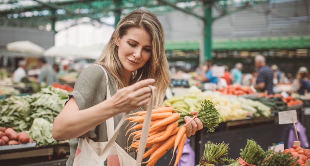 Resident shopping for produce at the local market in Oley, Pennsylvania near Oley Meadows