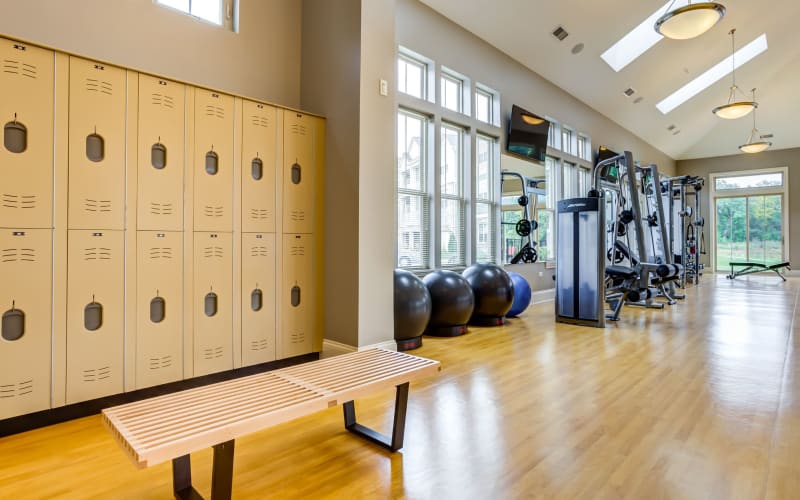 Clean and spacious fitness gym at The Oaks Of Vernon Hills in Vernon Hills, Illinois