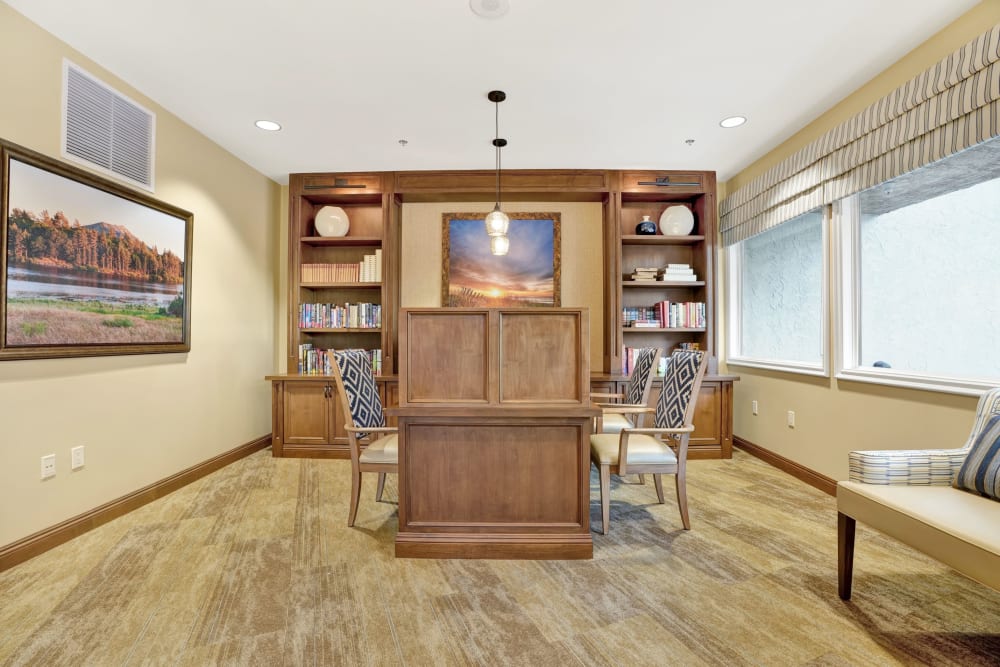 Community seating and lounge area at The Montera in La Mesa, California