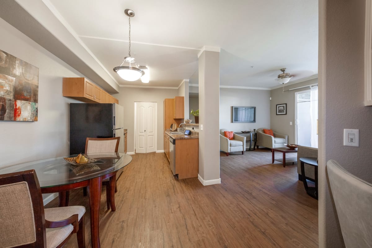 Apartment with wood-style floor at Tamarron, Phoenix, Arizona