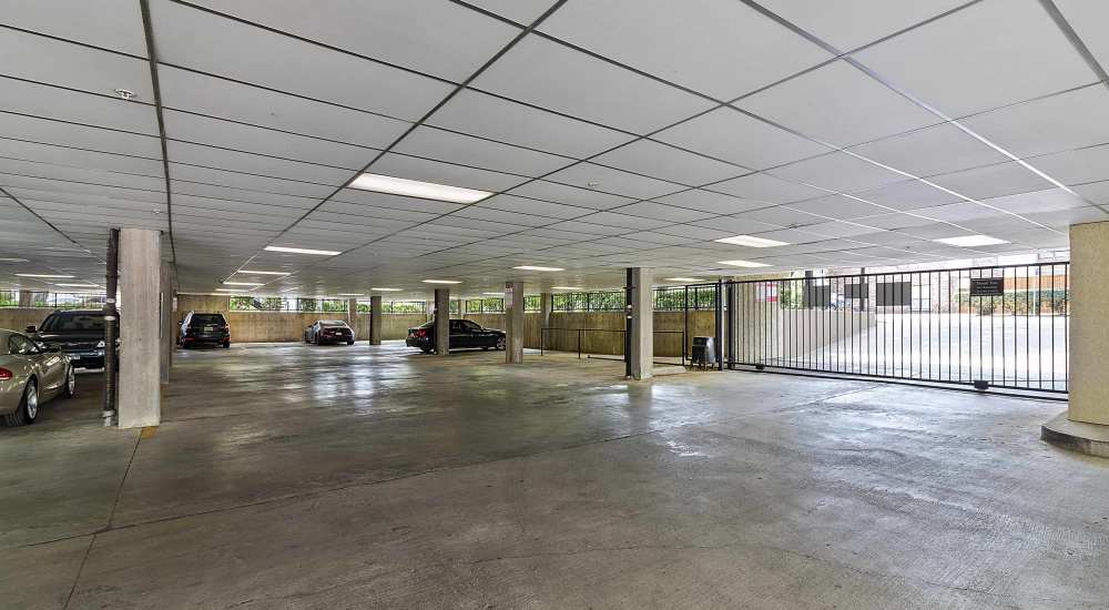 Underground parking at Lincoln Court Apartments in Dallas, Texas