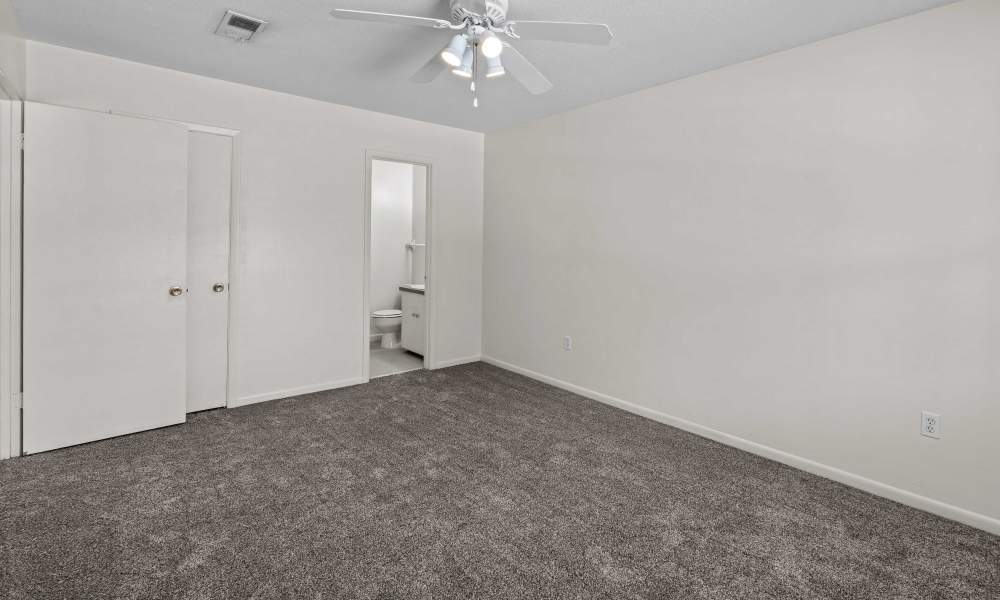 Apartment bedroom with attached bathroom at Falcon House in Fort Walton Beach,Florida