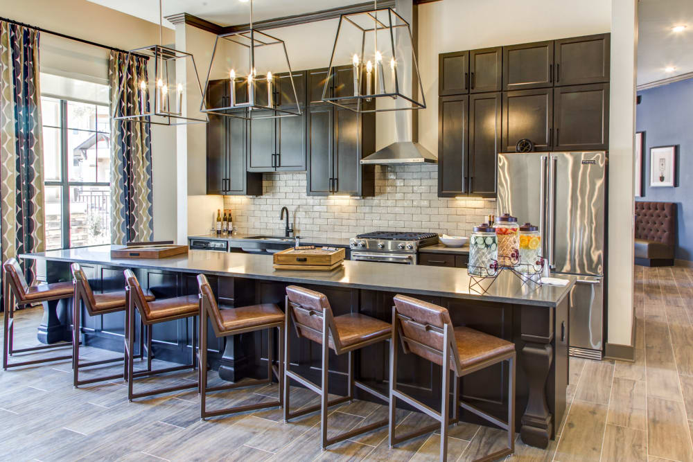 Kitchen area in clubhouse at Waterford Trails in Spring, Texas