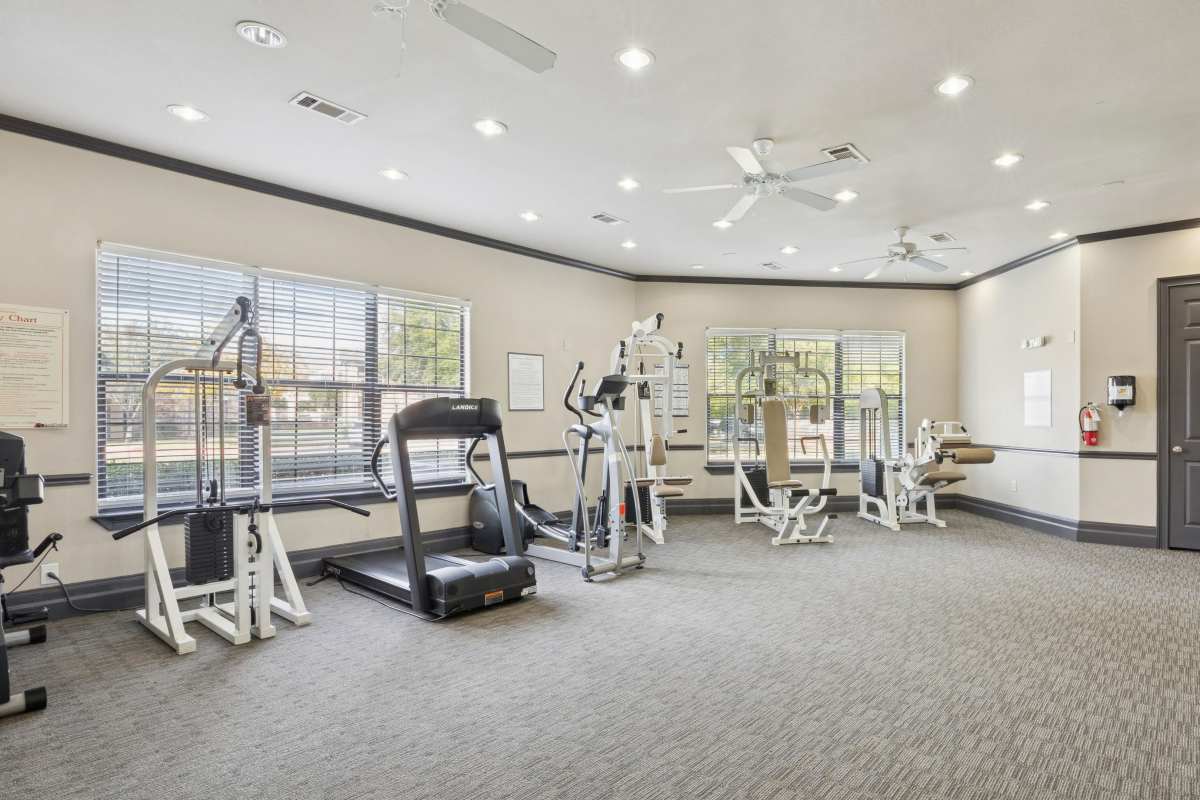 Fitness center at Lansbourough in Houston, Texas