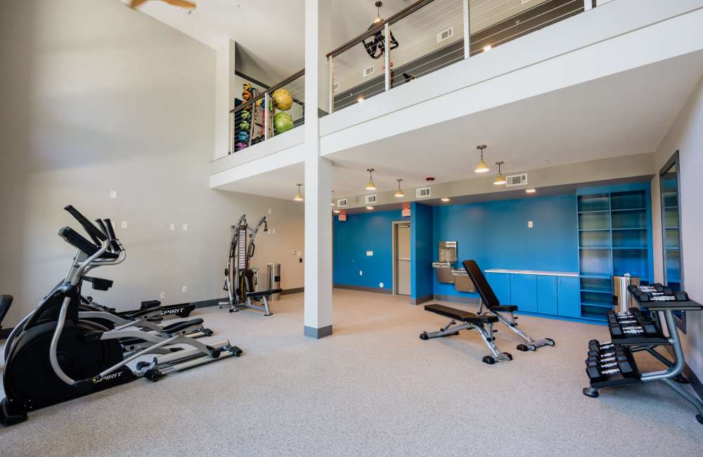 Community fitness center at The Volaire in Charlotte, North Carolina