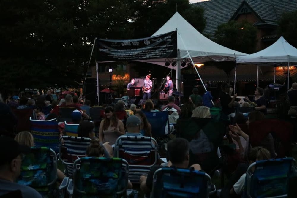 A concert in the town at Eagleview Landing in Exton, Pennsylvania