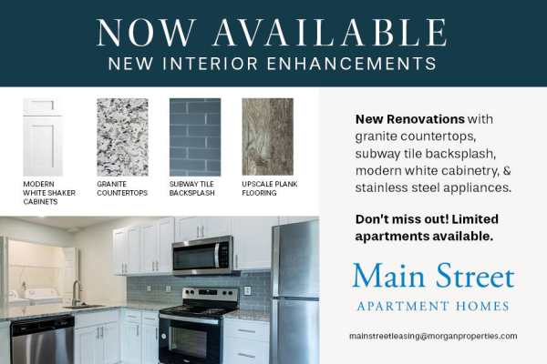 Main Street Apartment Homes enhancement promotion graphic